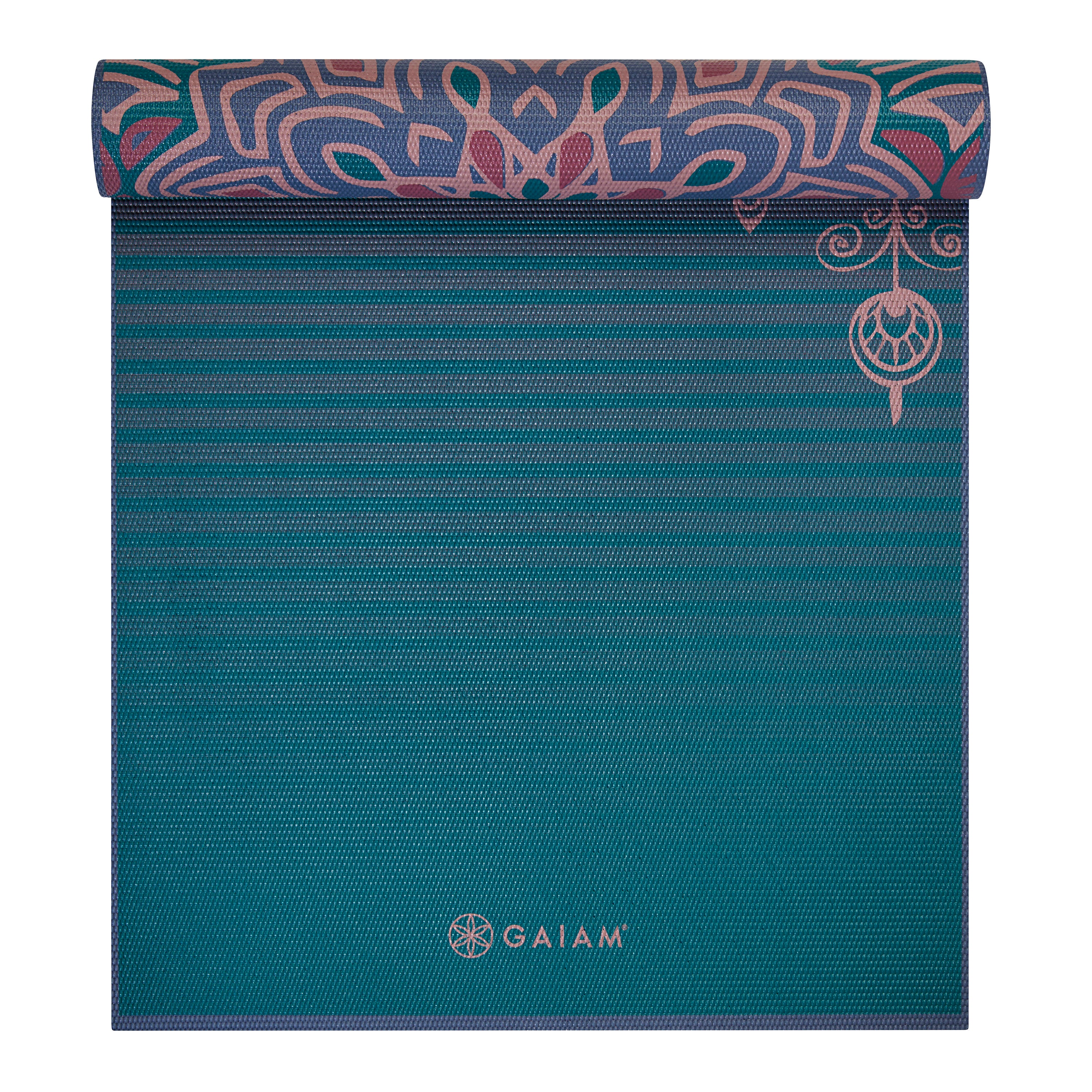 Premium Reversible Jade Salutation Yoga Mat (6mm) half rolled